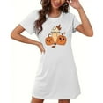 thumbnail image 4 of Sakmal Spooky Season Moomoo Night dress for Women Lightweight Short White Sleepwear Pumpkin Print Short Sleeve Nightgowns for Women, 4 of 5