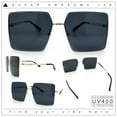 thumbnail image 2 of Womens Large Rectangle Thin Metal Rim Butterfly Minimal Sunglasses Gold - Black, 2 of 8
