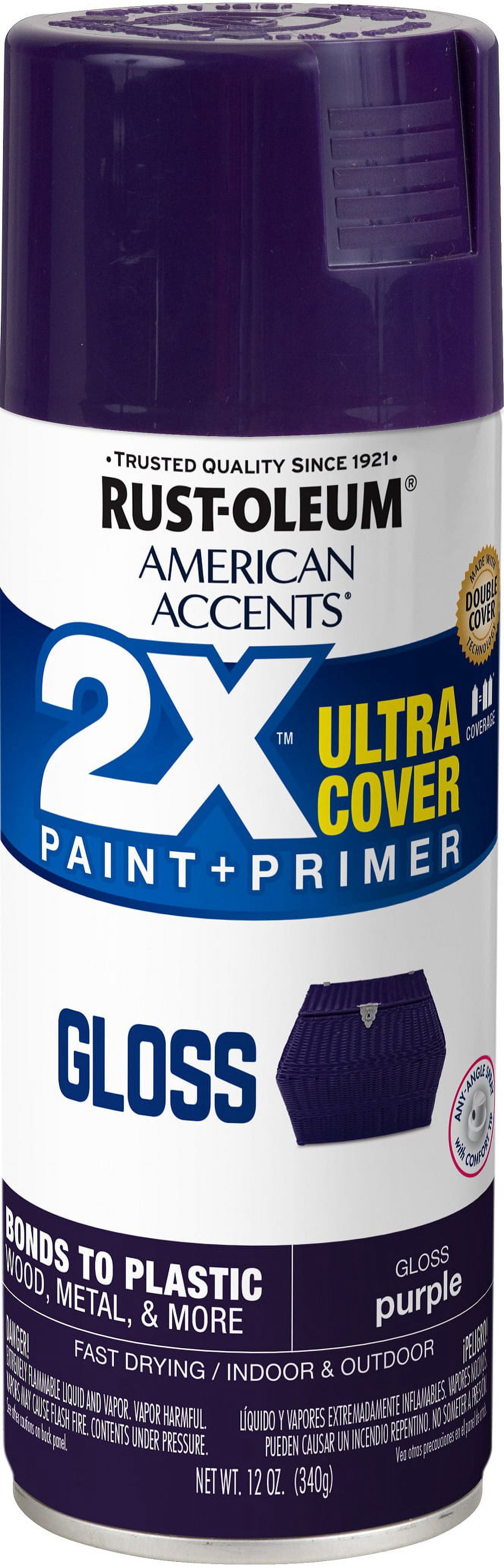 2-Pack Value - Rust-oleum american accents ultra cover 2x gloss purple spray paint and primer in 1, 12 oz