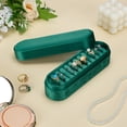 thumbnail image 4 of Velvet Small Multiple Ring Box Teal Color Oval Jewelry Organizer 7.13x2.2x2.24 Inch with Soft Velvet Lining, 4 of 5