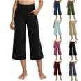 thumbnail image 2 of Utoimkio Capris for Women Casual Summer Clearance Solid Capri Yoga Pants Loose Workout Sweatpants Causal Lounge Pants with Pockets, 2 of 8