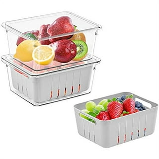 Fruit Vegetable Storage Containers for Fridge,5 PCS Large Produce Saver  Containers for Refrigerator Organizer Bins,Plutuus BPA free Plastic Produce