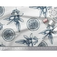 thumbnail image 2 of Soimoi Blue Cotton Poplin Fabric Lemon Slice & Floral Fabric Prints By Yard 42 Inch Wide, 2 of 3
