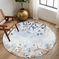 thumbnail image 2 of Round Area Rug 7 Ft, Blue Beige Coastal Washable Non-Slip Circle Carpet for Living Room/Bedroom, Beach Starfish Summer Eucalyptus Ombre Low-Profile Large Runner Mat Collection Rugs for Indoor, 2 of 8