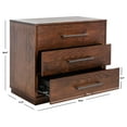 thumbnail image 3 of SAFAVIEH Couture Mallory Contemporary Nightstand with 3 Drawers, Dark Brown, 3 of 15