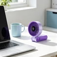 thumbnail image 4 of YYV Foldable Digital Display Handheld Fan USB Rechargeable Mini Neck-Hanging Portable Fan with LED Screen Adjustable Speeds Quiet Turbo Cooling for Travel Office Outdoor Use, 4 of 6