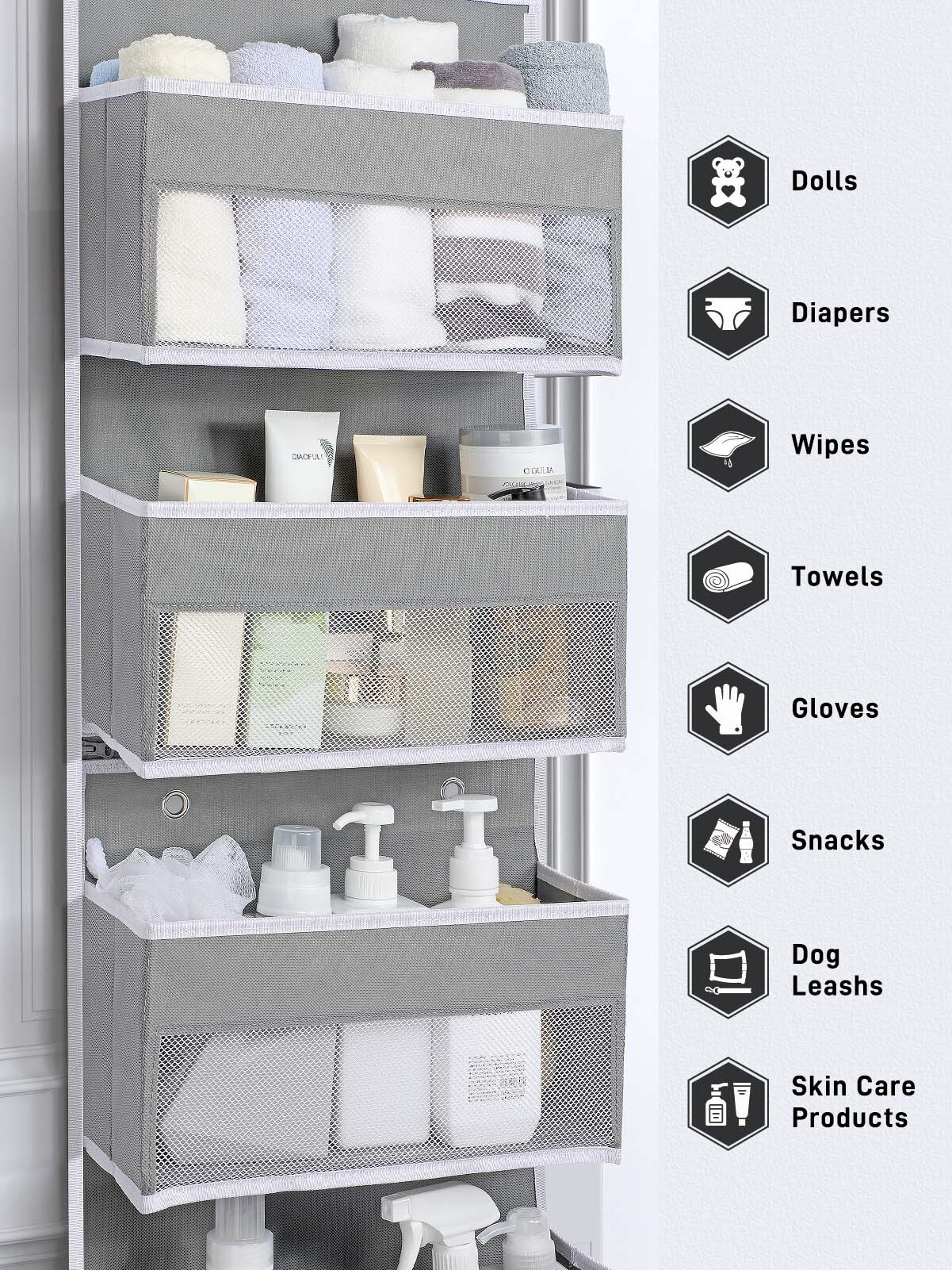 LazySpin 6-Shelf Over the Door Organizer, Gray photo 5