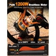 thumbnail image 4 of ESKUTE M200P Electric Bike for Adults, 21-Speed Gear 27.5" Mountain Ebike, 1200W Peak Brushless Motor 28MPH, 48V 13Ah, NFC Unlock, Step Over E-Bicycle, Orange with Fender & Rack & Lock, UL2849, 4 of 6