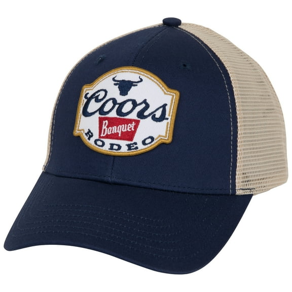 Coors 862439 Coors Banquet Rodeo Logo Colorway Adjustable Trucker Hat, Navy Blue