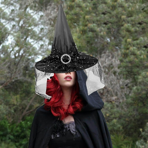Witch Hat Wizard Hat Sorceress Hat Fancy Dress Cap Costume Accessory Pointed Hat Black Star Walmart