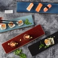 thumbnail image 4 of Plato de sushi estilo japonés de tiras largas, bandeja de cerámica para aperitivos, vajilla (azul claro), 4 of 7