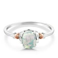 thumbnail image 2 of Gem Stone King 925 Silver and 10K Rose Gold Simulated White Opal Engagement Ring for Women | 0.63 Cttw | Oval Cabochon 7X5MM | Gemstone October Birthstone | Size 9, 2 of 5