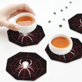 thumbnail image 3 of KLL Drink Coasters Set Octagon of 4,PU Leather Absorbent Coasters Set Decorative Coffee Cup Coasters Housewarming Gift for Home Decor-Spider On The Web, 3 of 5