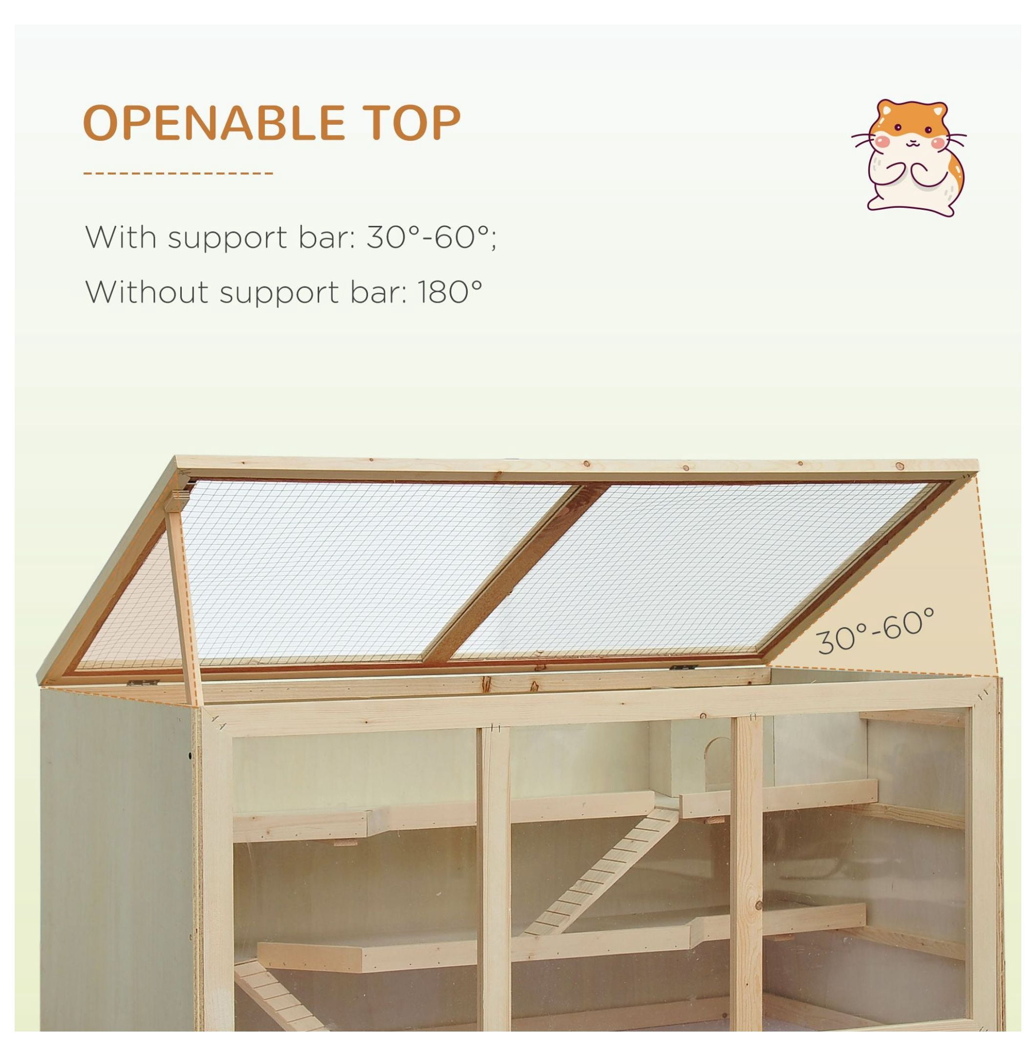 Hamster Cage 3 Tiers Wooden Big Mice Rat Exercise Play House Pen Opening Roof Ramps