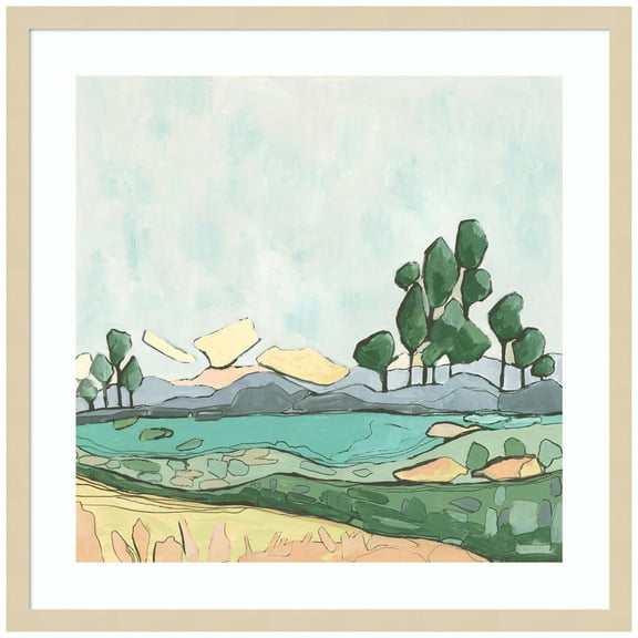 Amanti Art Hills and Trees Wood Framed Wall Art Print