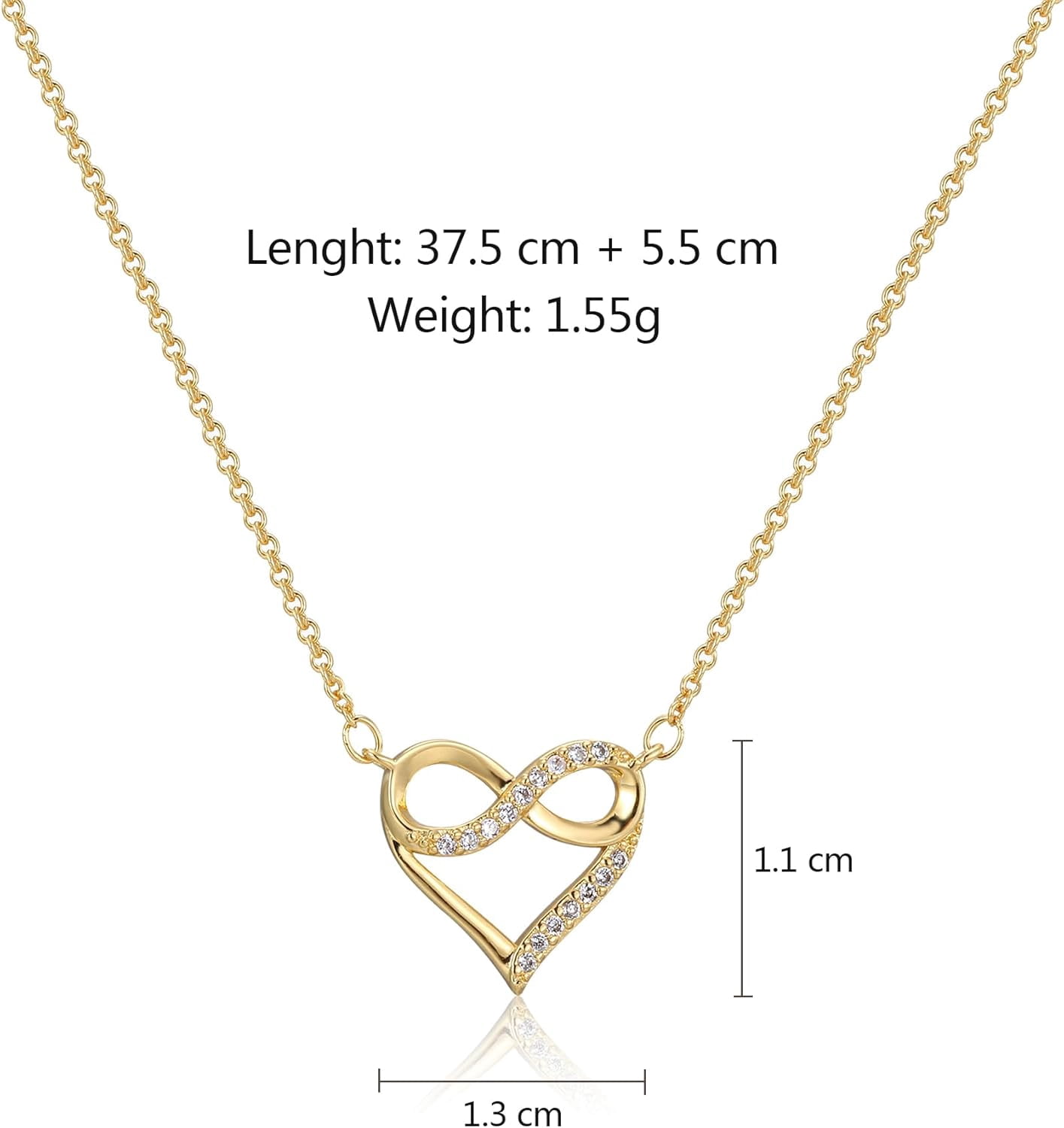 Leander S925 Sterling Silver Heart Necklace for Women Dainty 14k Gold Plated CZ Infinity Love Heart Opal North Star Pendant Choker Necklaces Trendy Chain Jewelry Birthday Gifts for Mom to Daughter