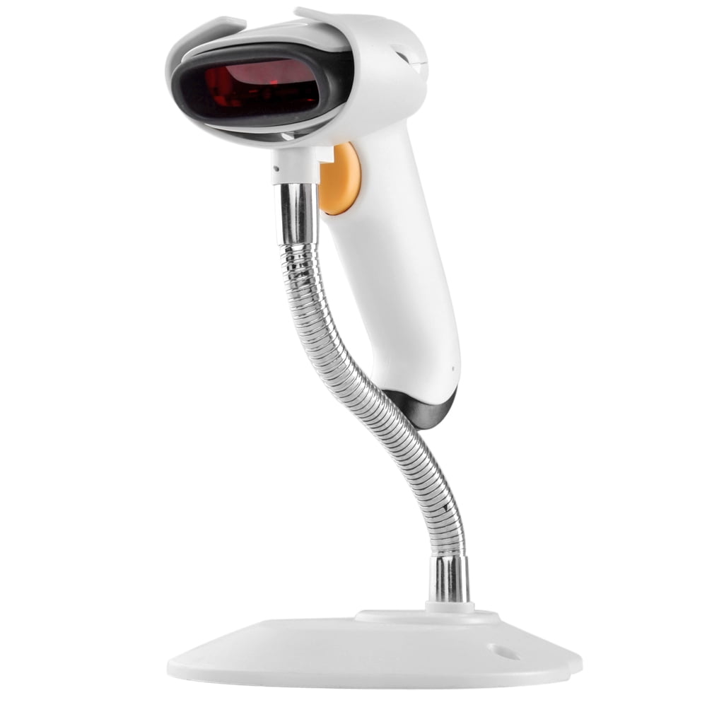 USB Laser Barcode Scanner Automatic Handheld Wired Scanning Bar Code Reader White With Hand Free