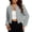 Gray, variant on Women Cropped Zip Up Jacket Crew Neck Long Sleeve with Pockets Casual Fall Winter Loose Fit Fashion Outerwear
