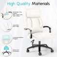 thumbnail image 5 of iooHug Reclining Executive Office Chair, Big and Tall Desk Chair with Wide Seat, High Back Ergonomic Computer Chair, Heavy Duty Faux Leather Recliner for Home Office, 400lbs, White, 5 of 7
