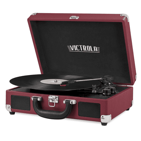 Victrola Vintage 3-Speed Bluetooth Suitcase Turntable Speakers, Merlot(Certified