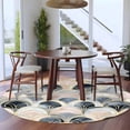 thumbnail image 5 of Pink Navy Blue Geometric Round Rug 5ft Washable Circle Kitchen Rugs Non Slip Abstract Art Modern Large Area Rug Indoor Floor Carpet for Bedroom Living Room Home Office Dining Room Nursery, 5 of 8