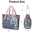 thumbnail image 3 of Tote Bag for Women - Pioneer Flower Shoulder Bag - Large Utility Work Duffle Bag with Zipper Handbag for Travel, Work, Sprots, 3 of 5