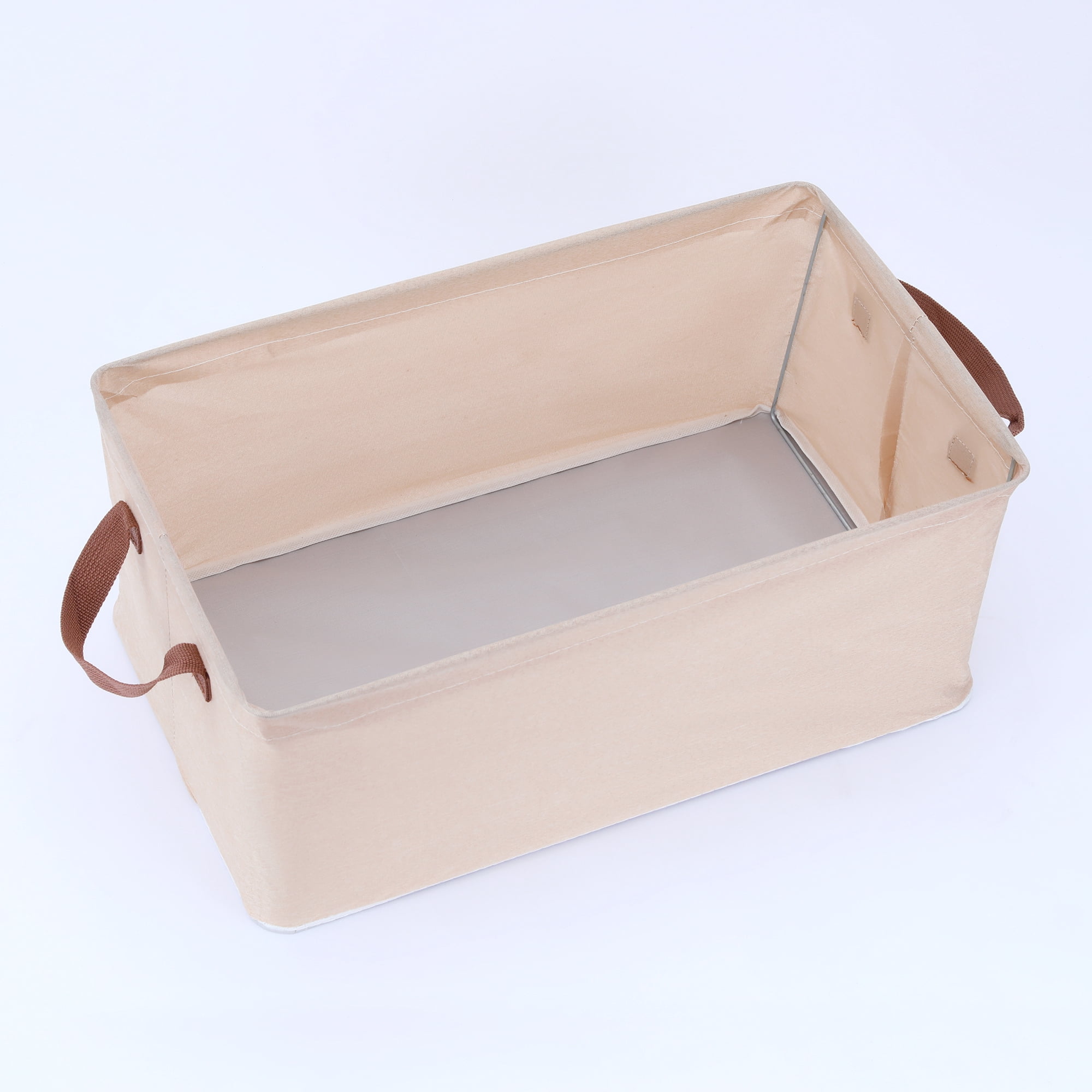 Unique Bargains Fabric Storage Bin with Handles, Collapsible Basket Beige 19*11*8in