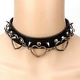 thumbnail image 1 of Collier Ras-du-Cou en Similicuir Cœur Ajustable Clouté Goth Collier Ras-du-Cou pour Femmes, 1 of 10