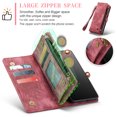 thumbnail image 4 of For Samsung Galaxy S21 Wallet Case,Multi-Functional Retro Leather Purse Flip Cover Zipper Wallet Case with Removable Card Slots Pocket & Detachable Wrist Strap Magnetic Phone Case, Red, 4 of 9