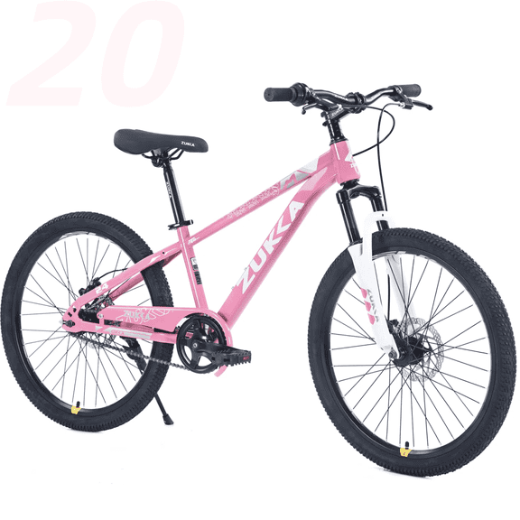 Ambifirner 24 Inch Steel Frame Mountain Bike Adjustable Saddle All-Terrain CyclingPink