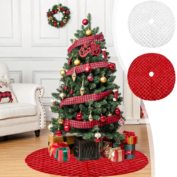 Skirt Christmas Tree Plush Decoration, Skirt Christmas Tree Skirt, Christmas Indoor Outdoor Decoration, Festive Holiday Tree Skirt, Easy Setup, Foldable Design, Soft Plush Material, for Bedroom Home