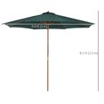 thumbnail image 3 of Outsunny 10FT Wooden Patio Umbrella with Rope Pulley Mechanism, Dark Green, 3 of 10