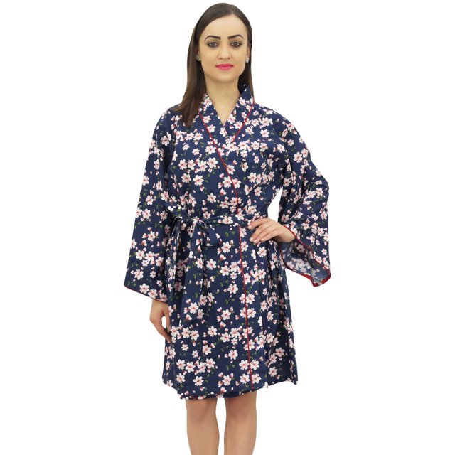 Bimba Robe Kimono de Demoiselle d'Honneur à Manches Longues Imprimée Florale Blanche pour Femmes - 26