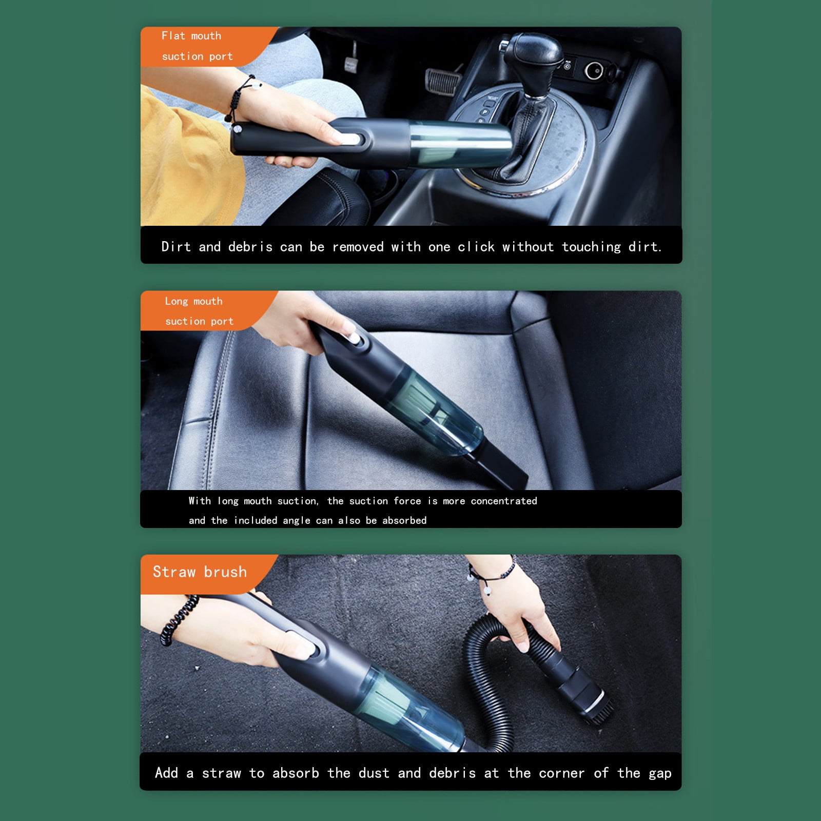 Gnmfd Hand Vacuum 9000Pa, Portable Car Vacuum Cleaner with 120W Rechargeable Power, Wet/Dry Use, USB Charging, Removable Washable Filter, Ideal for Car, Home, Office, Pet Cleaning