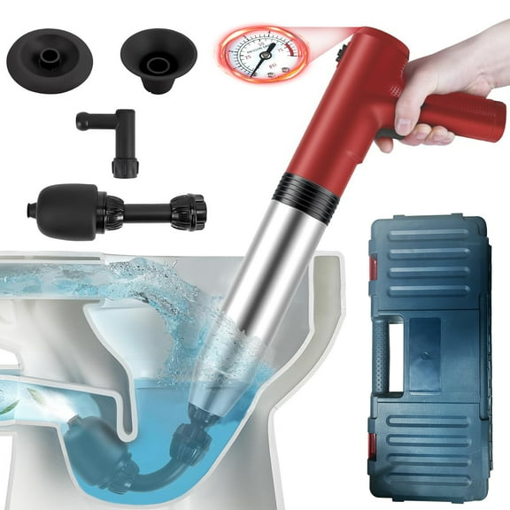HASIMAN Electric Toilet Plungers Heavy Duty Versatile Home Drain Clog Remover High Pressure Air Toilet Drain Cleaner Tool with Storage Box for Bathroom, Kitchen & Floor
