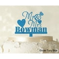 thumbnail image 1 of Personalized Mr & Mrs Wedding Cake Topper Personalized Glitter Turquoise Blue Cake Topper Color Option Available 5-7 Inches Wide, 1 of 1