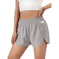 thumbnail image 2 of Gustave Women's Athletic Running Shorts with Zip Pockets Workout Sport Layer Active Shorts Elastic Quick-Dry Shorts Pants (L,Gray), 2 of 6