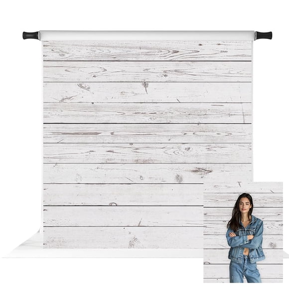 Telón de fondo fotográfico Kate White Wood Wall Shiplap, 2,4 x 2,4 m