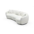 thumbnail image 3 of Mid Century Modern Curved Sofa, 3-Seat Boucle Couch for Living Room, Upholstered Couch with 3 Throw Pillows and Backrest, Accent Sofa Couch for Bedroom, Office, Apartment, Beige, 3 of 7