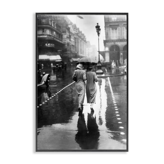 Stupell Industries Victorian Paris In The Rain Black Framed Giclee Art, 12 x 18, by Vintage Hustle