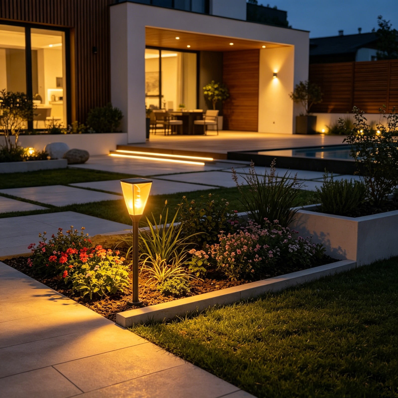Solar Pathway Lights Garden Lanterns 2-Pack Solar Powered LED Waterproof Plastic Fixtures With Auto Dusk-to-Dawn Lighting for Yard Walkway Patio Decor
