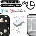 thumbnail image 3 of Daisy Pioneer Flower Black Pattern Insulated Lunch Bag with Shoulder Strap and Bottle Holder,Bento School Lunch Bag Box,11x9.5x3.5 Inches, 3 of 4