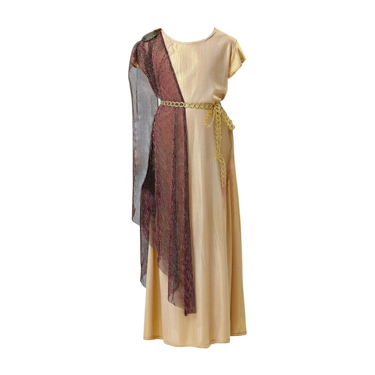 EnJoCho Girls Ancient Greek Roman Princess Dress - Gold Toga Dress for  Halloween, Mythology Cos-play, Themed Pary Outfit - Walmart.com