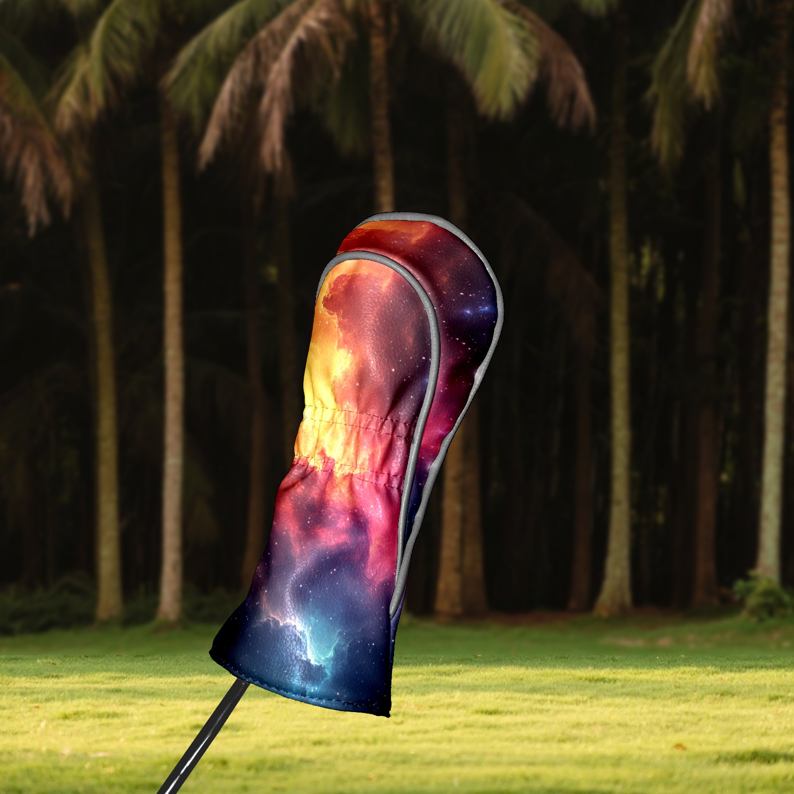 Golf Club Covers PU Leather Waterproof Head Covers for Fairway Woods Hybrids Gradient Aurora