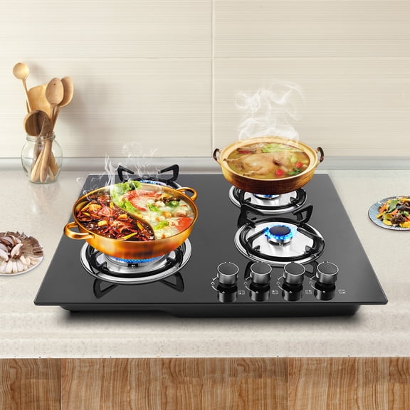 23 Inch 4 Burners Built-in Stove Propane GAS LPG/NG Gas Stove Gas Cook for Frying, Boiling, Stewing and Braising