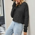 thumbnail image 5 of AGWOLF Women's Oversized Sweaters Trendy Cable Knit Crop Top Chunky Solid Color Jumper Pullover, 5 of 5