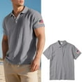 thumbnail image 6 of MIXUE Polo Shirts For Men Summer Fourth Of July Independence Day Flag Embroidered Solid Color Lapel Button Down Short Sleeve Slim Casual Activewear,Gray,L, 6 of 9