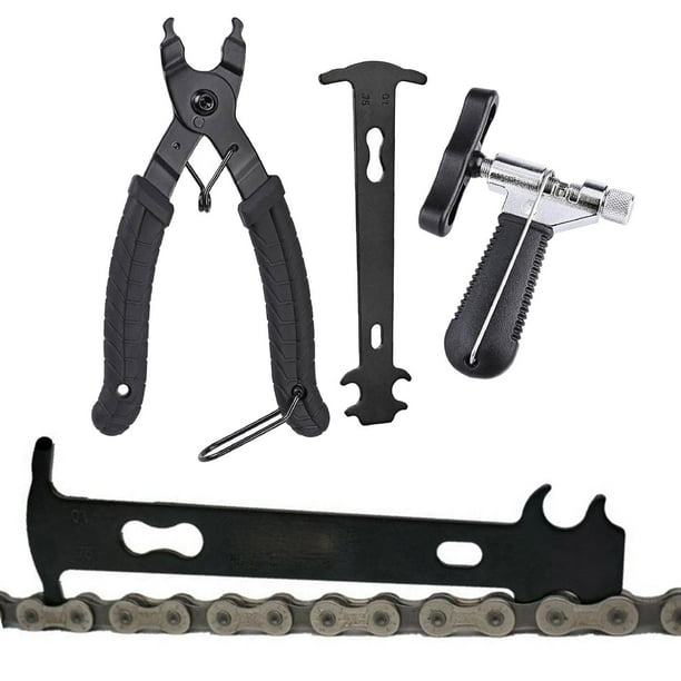 Divisor de Cadena de Bicicleta Cortador de Cadena Comprobador de Cadena Calibre Alicate de Eslabón de Cadena de Bicicleta Rompedor de Pasador de Eslab 3 piezas negro Macarena Alicates para reparación de cadenas de bicicletas