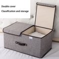 thumbnail image 3 of Foldable Linen Storage Box with Double Lid, Large Capacity Organizer (50x30x25 cm) for Home, Office, Clothes, Books, Toys – Durable, Portable, Stylish Design, 3 of 5