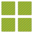 thumbnail image 1 of Lemons Coaster Set of 4, Hand Drawn Citrus Doodle Colorful Sketch Illustration, Square Hardboard Gloss Coasters, Standard Size, Green Yellow, by Ambesonne, 1 of 2